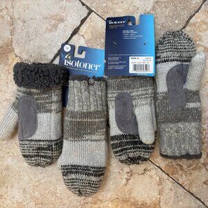 Isotoner Women Chunky Cable Knit Cold Weather Mittens with Warm Soft Lining